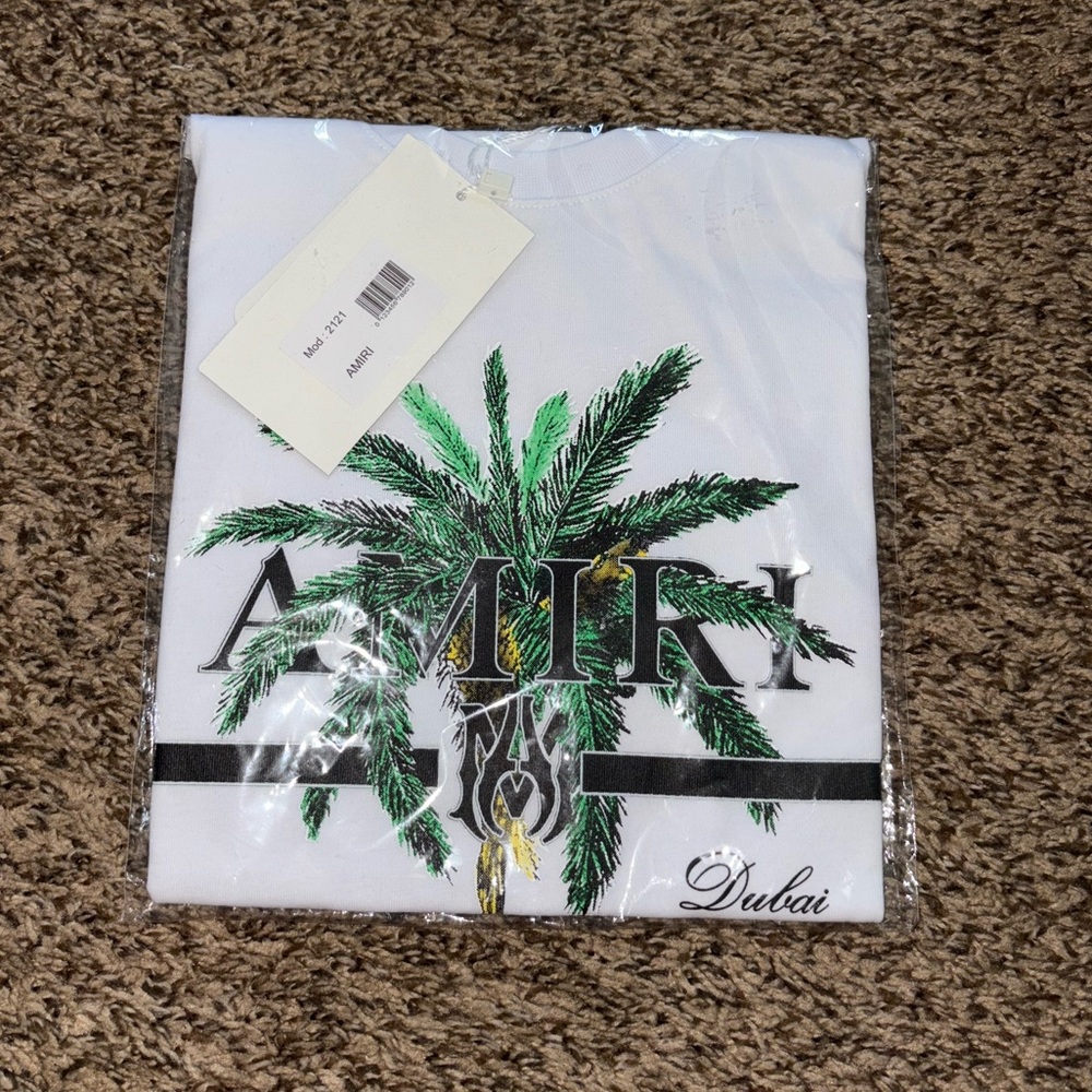 AMIRI White Tee with Palm Design